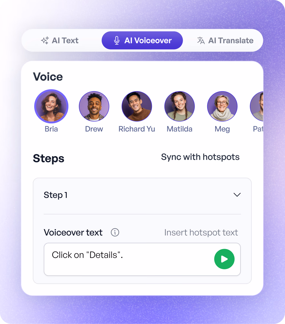 AI generates voiceovers and annotations automatically