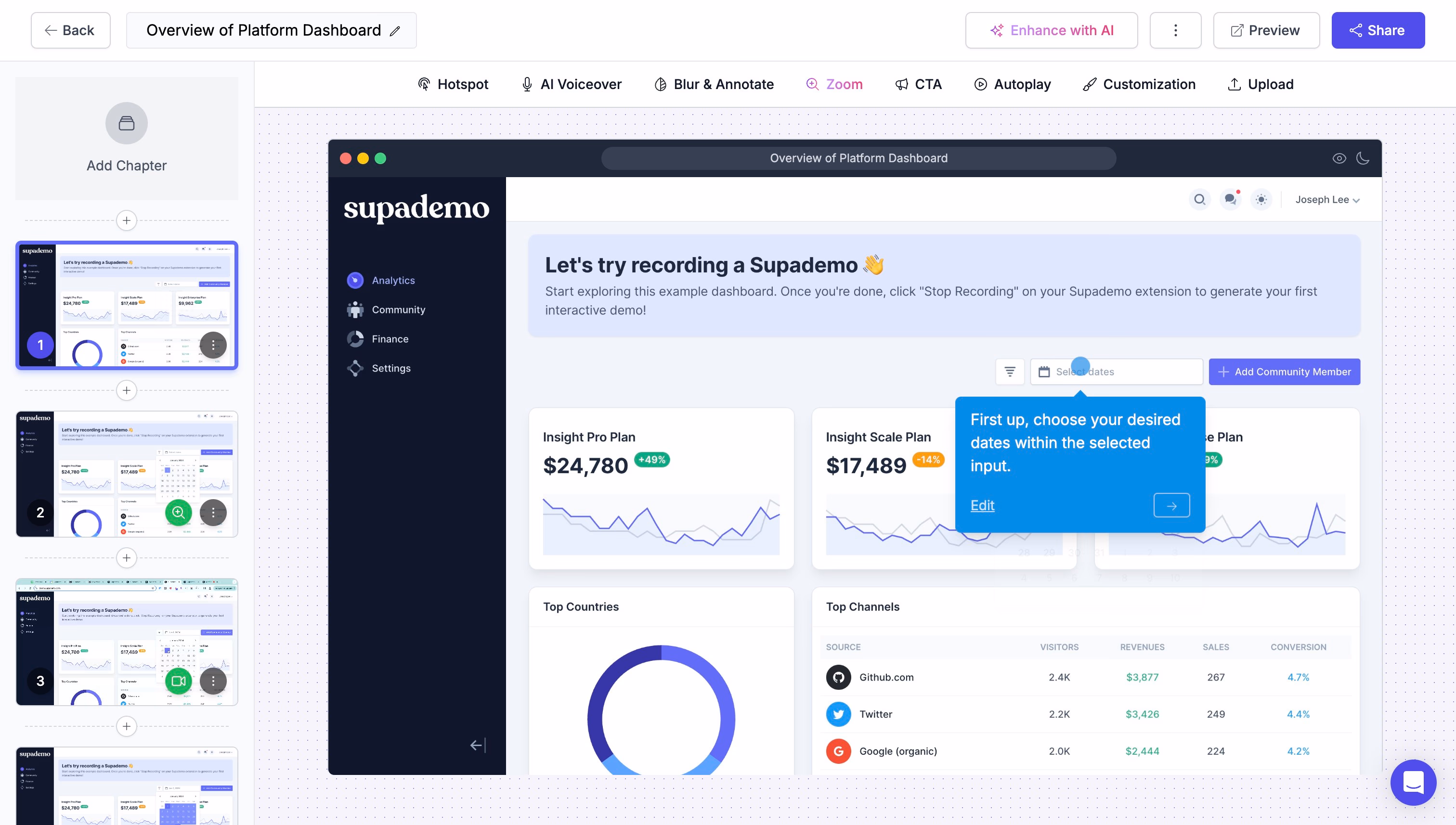 Supademo interactive product tour