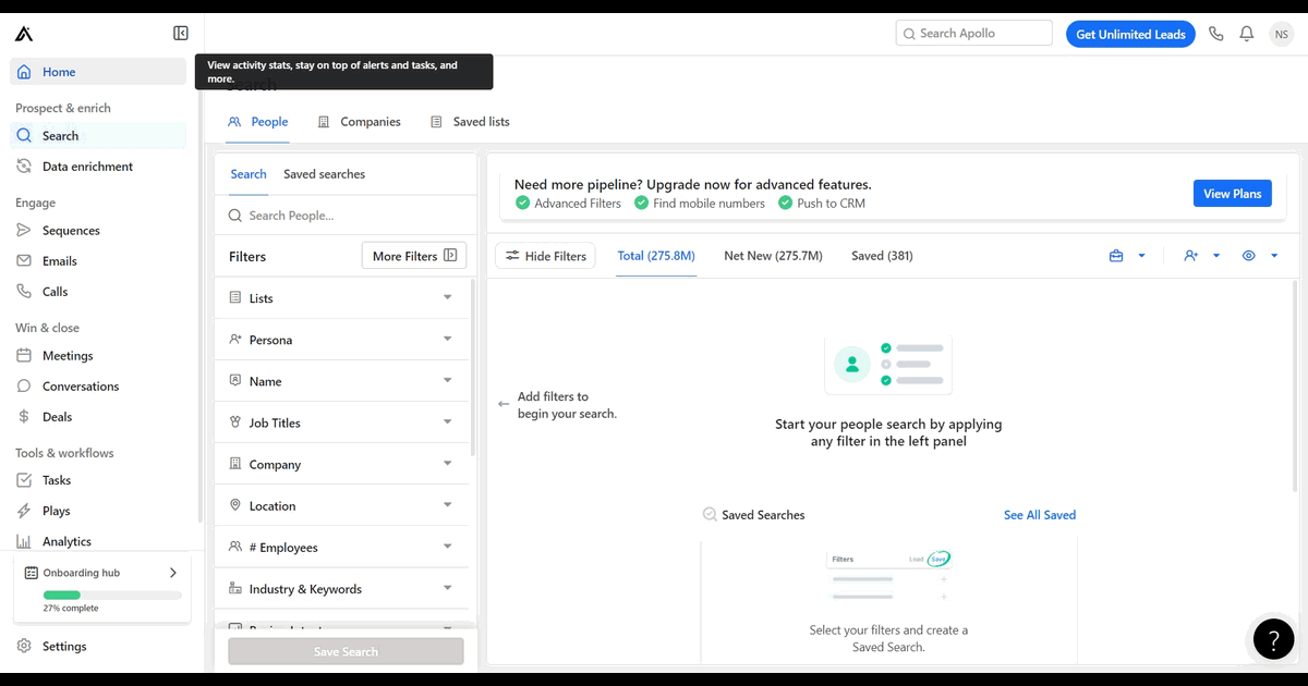 How to create a task in Apollo.ai screenshot