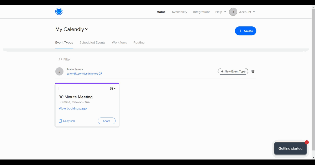 How to set your availability on Calendly screenshot