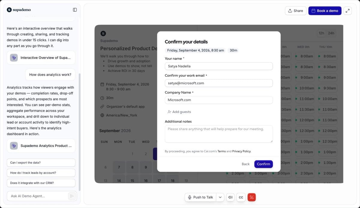 Inline booking form for agents