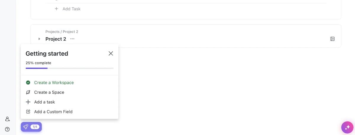 Click-up onboarding checklist example for in-app training