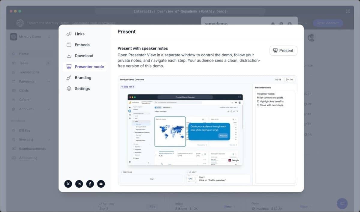 Presenter mode with speaker notes