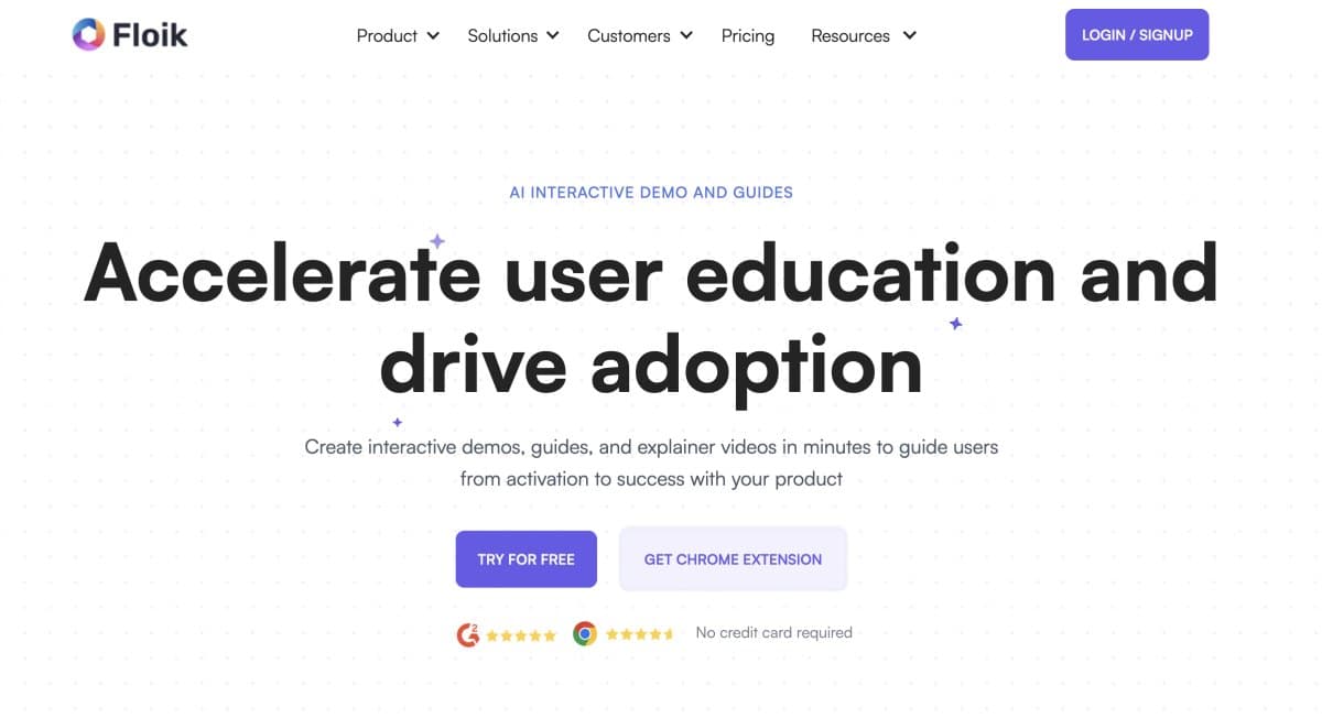 Floik landing page highlighting multi-format content creation