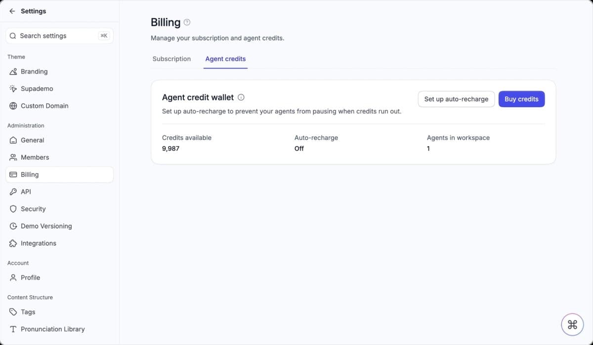 Agent billing page