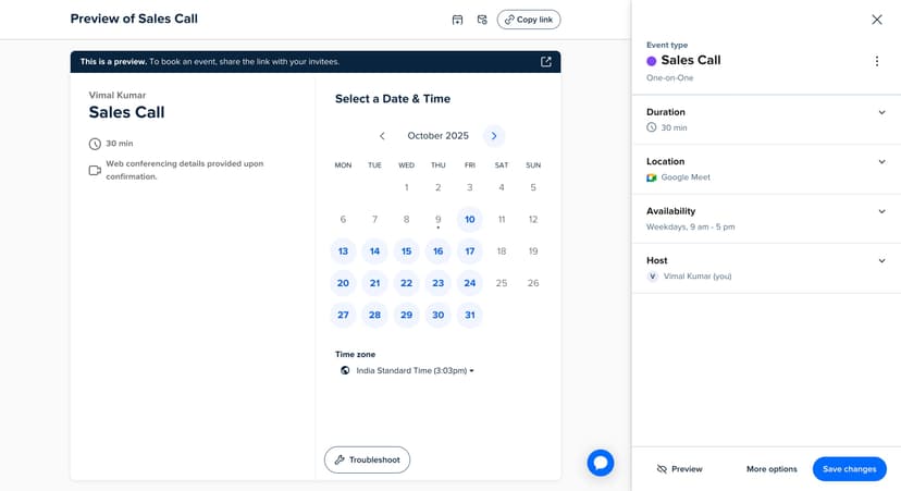 Scheduling Sales Calls in Calendly