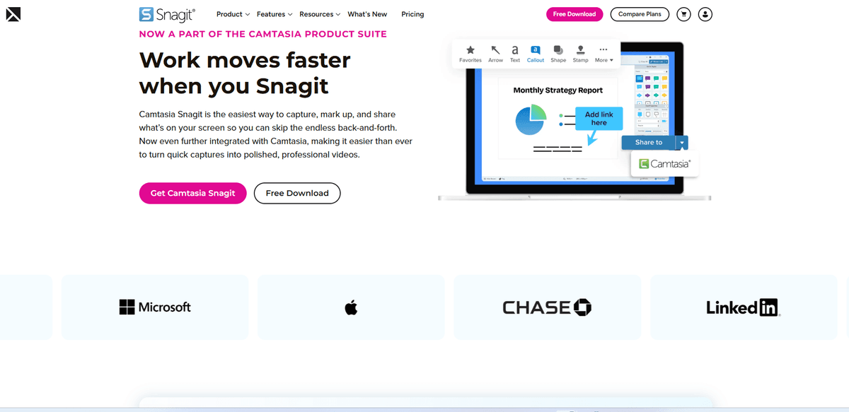 Snagit homepage screenshot