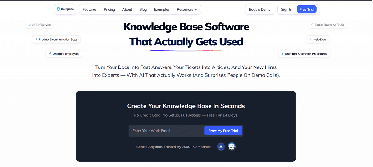 helpjuice homepage screenshot