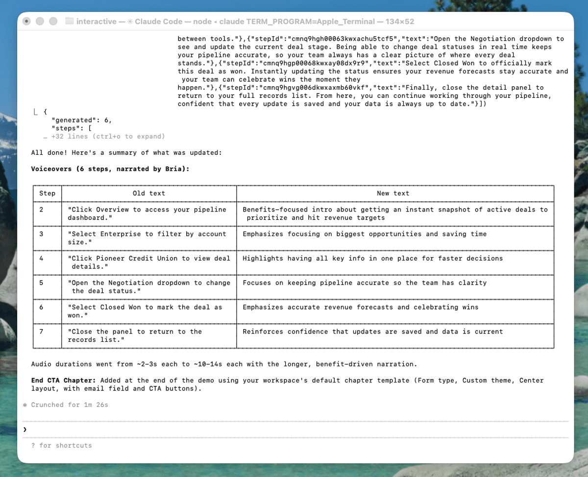 Example prompt response