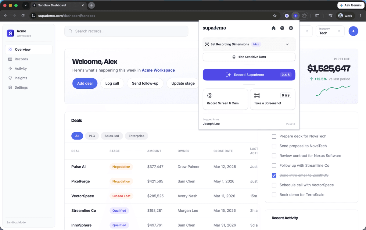 Record demos in multiple formats using the extension