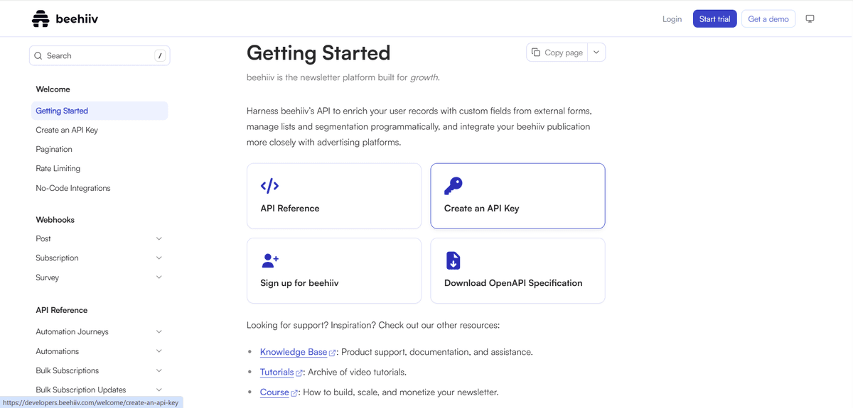beehiiv’s tutorials page showing a specific feature guide - beehiiv provides quick user guides about its specific features