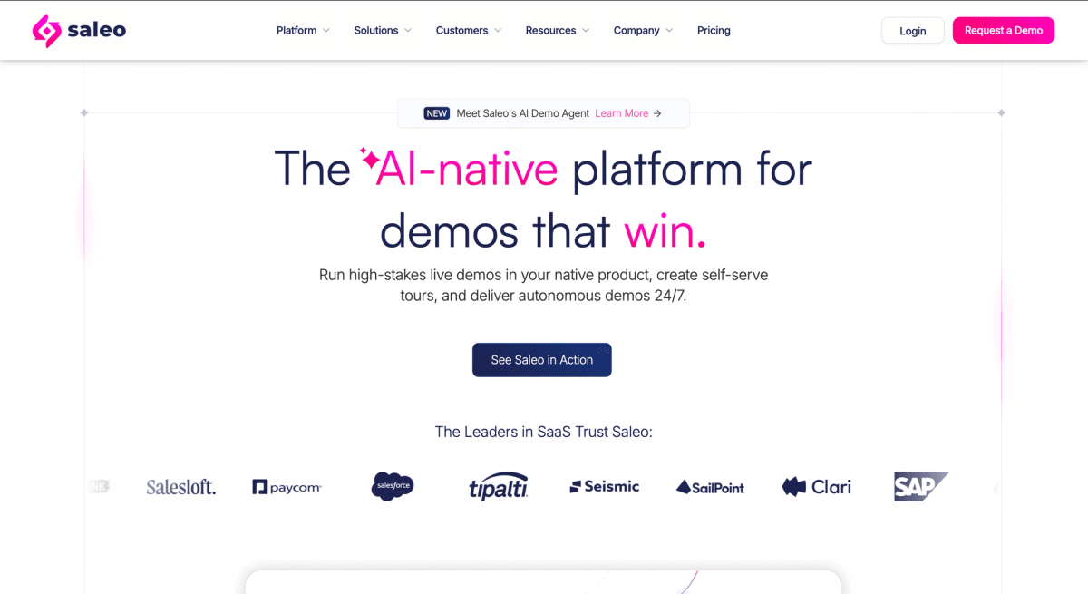 Saleo homepage screenshot