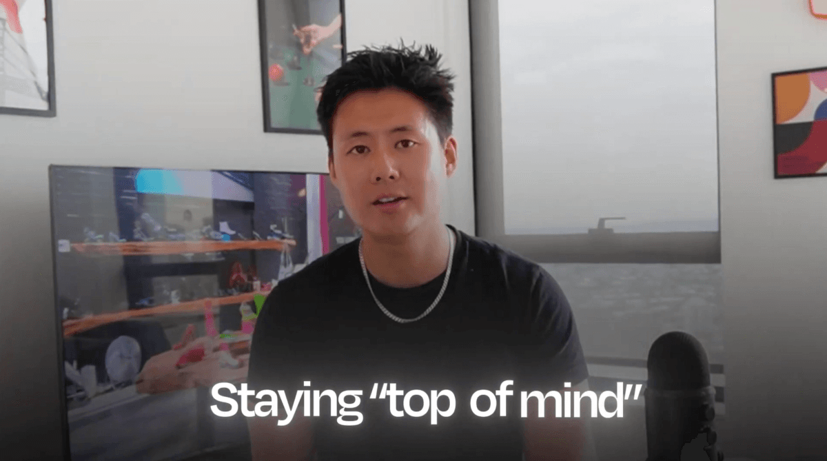Supademo founder explaining the concept of staying "top of mind"