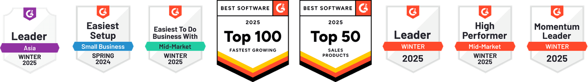 A set of the G2 badges that were awarded to Supademo in 2024 and 2025. - Supademo has been named the 5th fastest growing software product of 2025 and is the #1 fastest growing in the Demo Automation category.