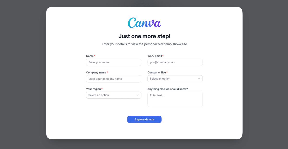 Example Canva-style RouteHub form
