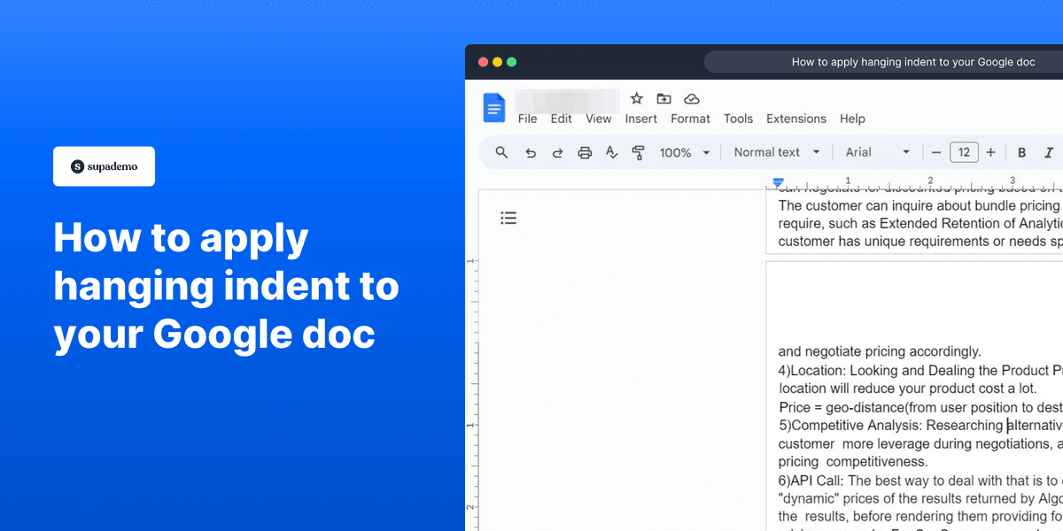 How to apply hanging indent to your Google doc screenshot