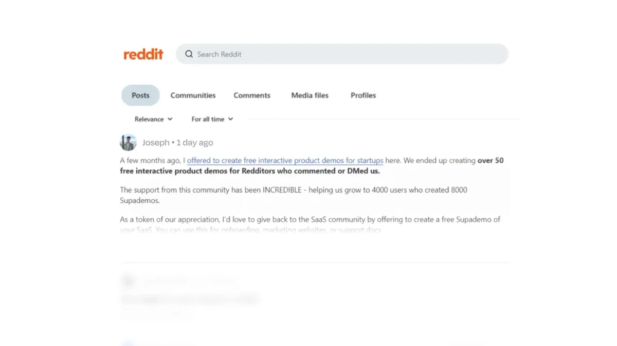 The Reddit offer post that pulled in over 11,000 views in a single day by offering free interactive product demos