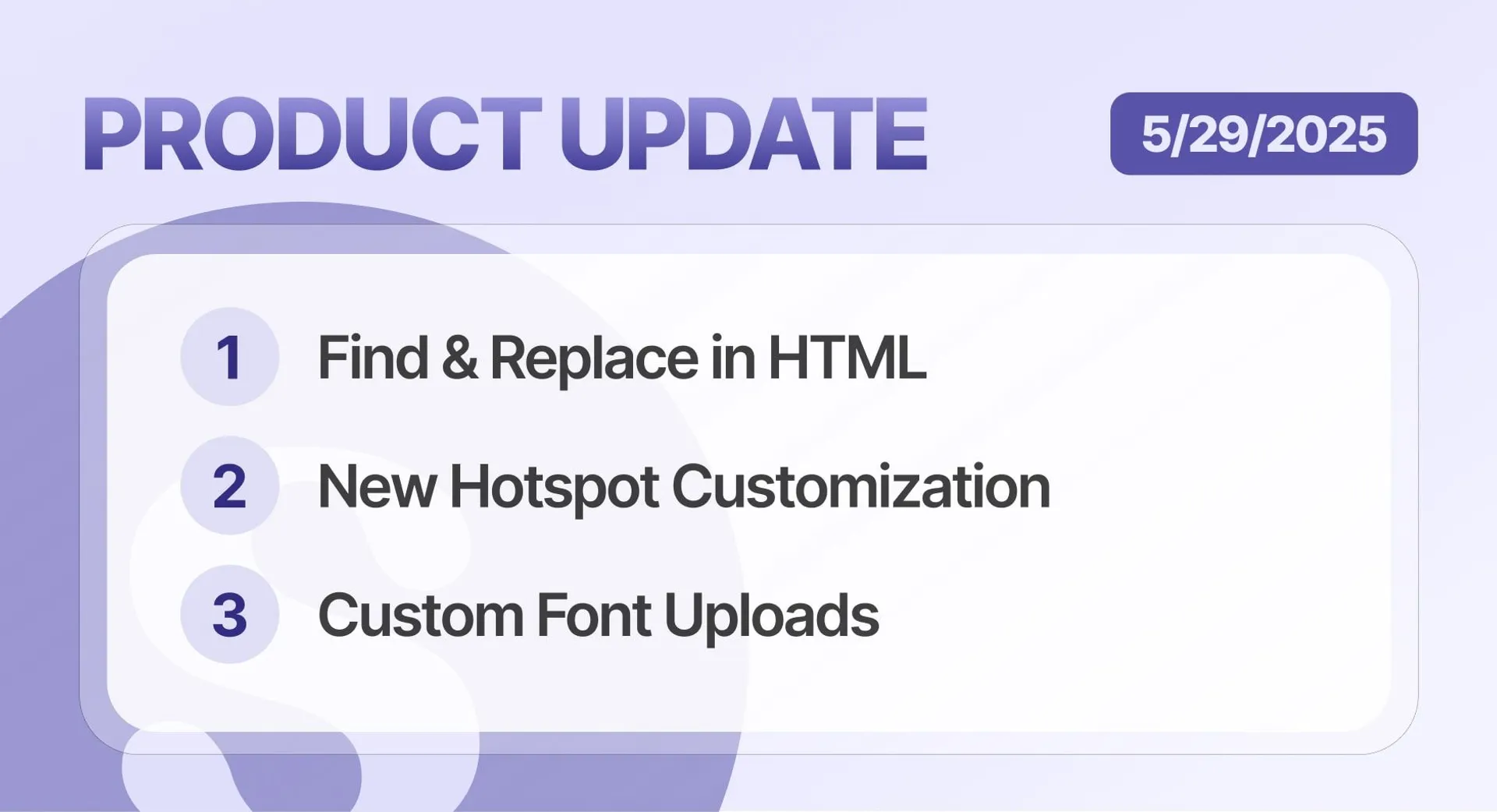 Find & Replace, New Hotspot Options, Custom Fonts, Video Crop and More